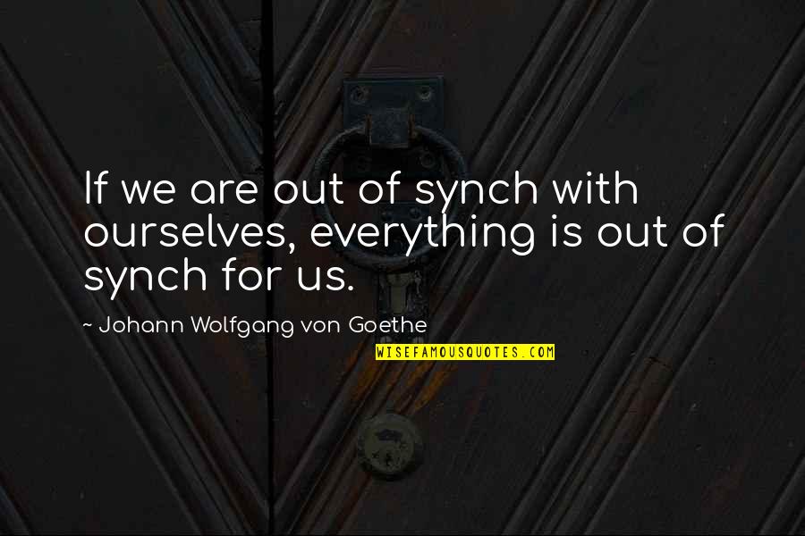 Fallani Quotes By Johann Wolfgang Von Goethe: If we are out of synch with ourselves,