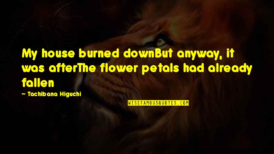 Fallen Flower Quotes By Tachibana Higuchi: My house burned downBut anyway, it was afterThe Fallen Flower Quotes By Tachibana Higuchi: My house burned downBut anyway, it was afterThe