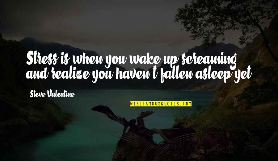 Fallen Quotes By Steve Valentine: Stress is when you wake up screaming and