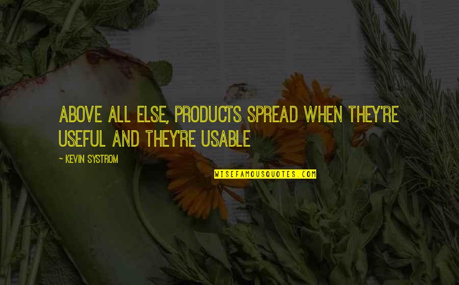 Fallida In English Quotes By Kevin Systrom: Above all else, products spread when they're useful
