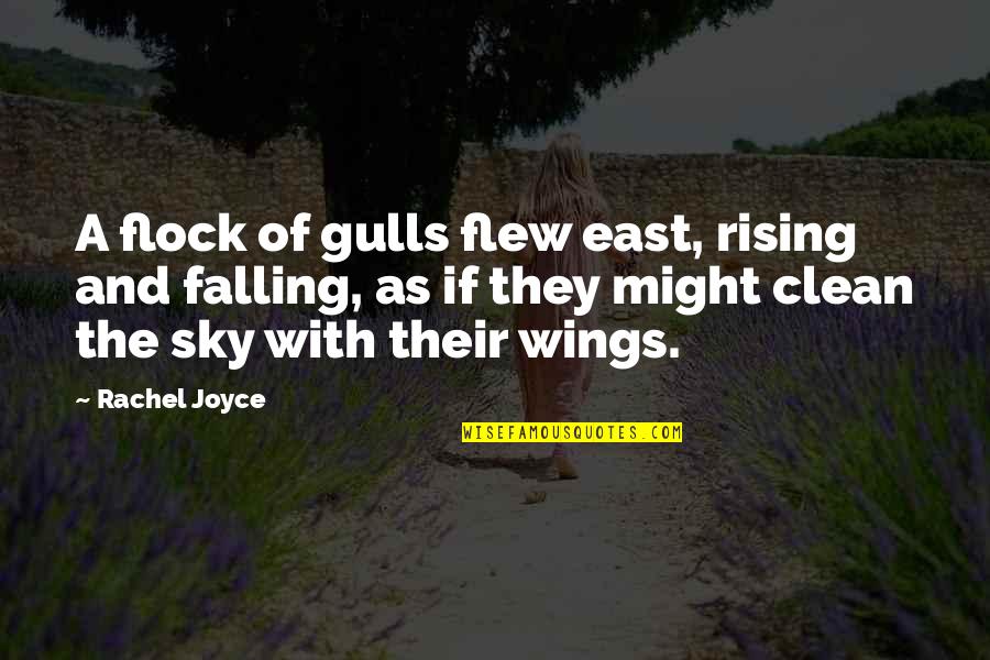 Falling And Rising Up Quotes By Rachel Joyce: A flock of gulls flew east, rising and