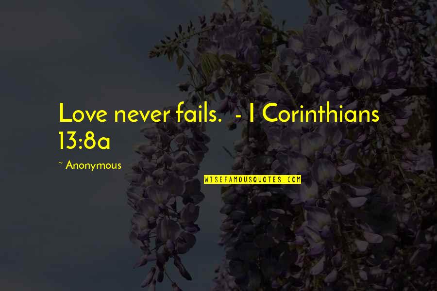Falling For People Not Genders Quotes By Anonymous: Love never fails. - I Corinthians 13:8a Falling For People Not Genders Quotes By Anonymous: Love never fails. - I Corinthians 13:8a