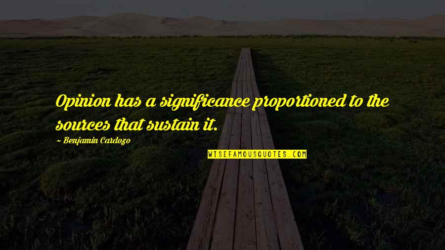 Falling In Love On The Beach Quotes By Benjamin Cardozo: Opinion has a significance proportioned to the sources Falling In Love On The Beach Quotes By Benjamin Cardozo: Opinion has a significance proportioned to the sources
