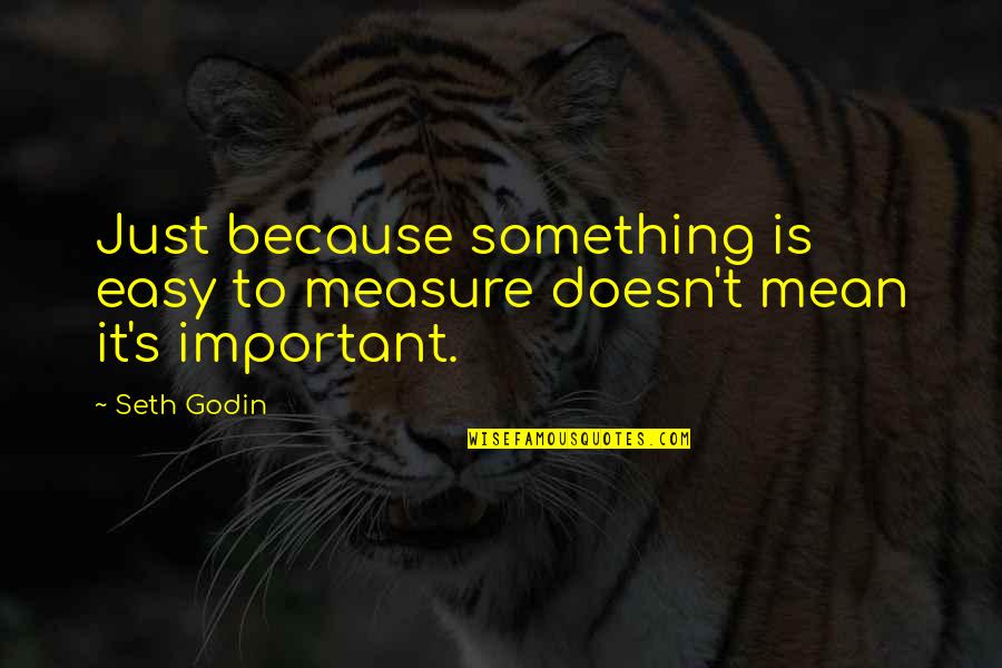 Falling In Love With Potential Quotes By Seth Godin: Just because something is easy to measure doesn't