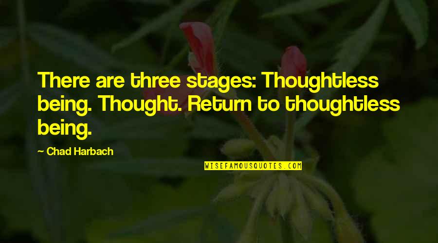Falling Off Pedestal Quotes By Chad Harbach: There are three stages: Thoughtless being. Thought. Return