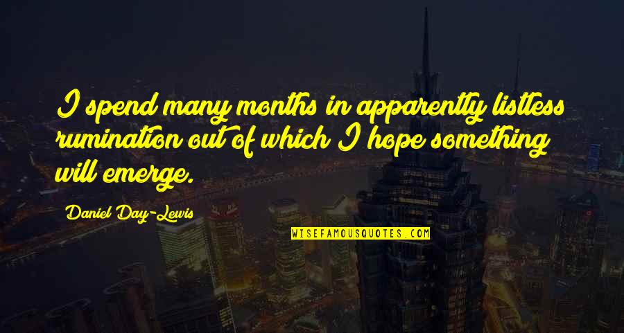 Falling On Hard Times Quotes By Daniel Day-Lewis: I spend many months in apparently listless rumination