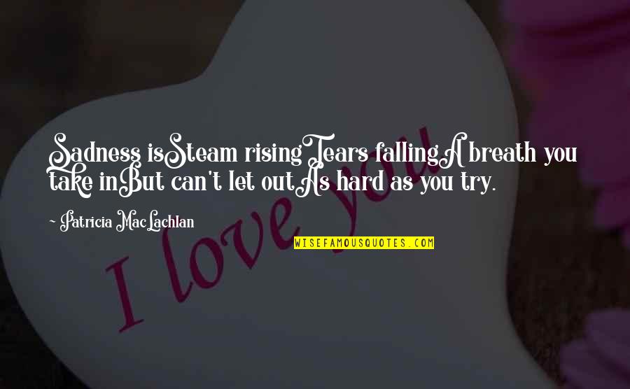 Falling Too Hard Quotes By Patricia MacLachlan: Sadness isSteam risingTears fallingA breath you take inBut