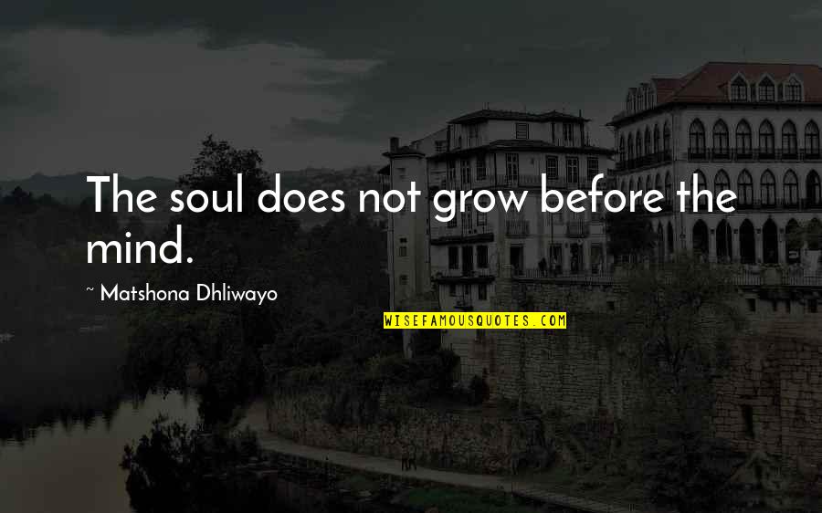 Fallunterscheidung Quotes By Matshona Dhliwayo: The soul does not grow before the mind.