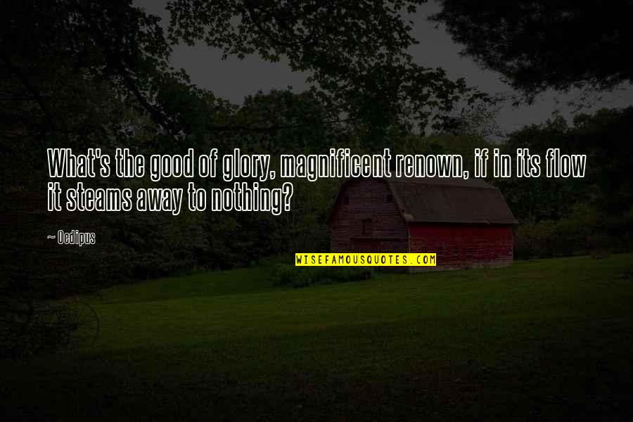Fallyng Quotes By Oedipus: What's the good of glory, magnificent renown, if