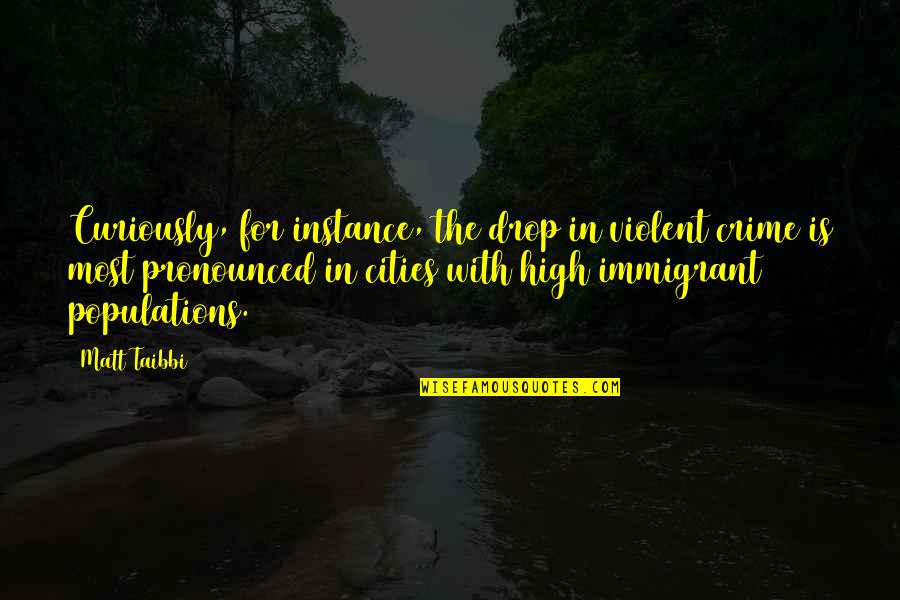 Falmata Ibro Quotes By Matt Taibbi: Curiously, for instance, the drop in violent crime