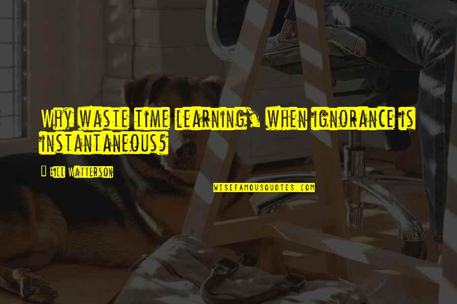 Falsafah Barat Quotes By Bill Watterson: Why waste time learning, when ignorance is instantaneous?