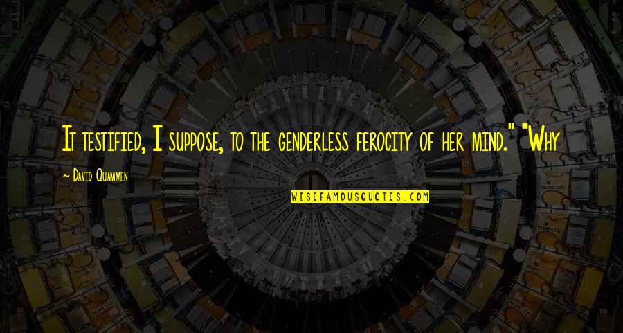 Falsches Haar Quotes By David Quammen: It testified, I suppose, to the genderless ferocity