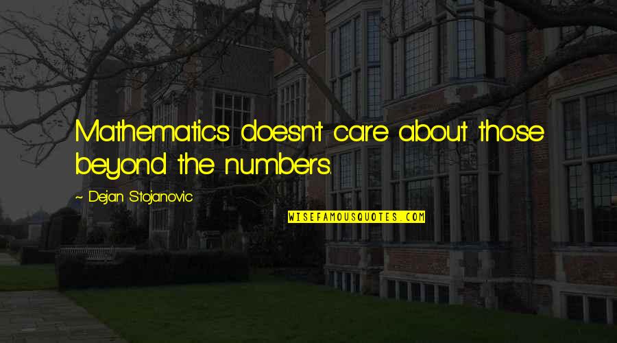 False Blames Quotes By Dejan Stojanovic: Mathematics doesn't care about those beyond the numbers.