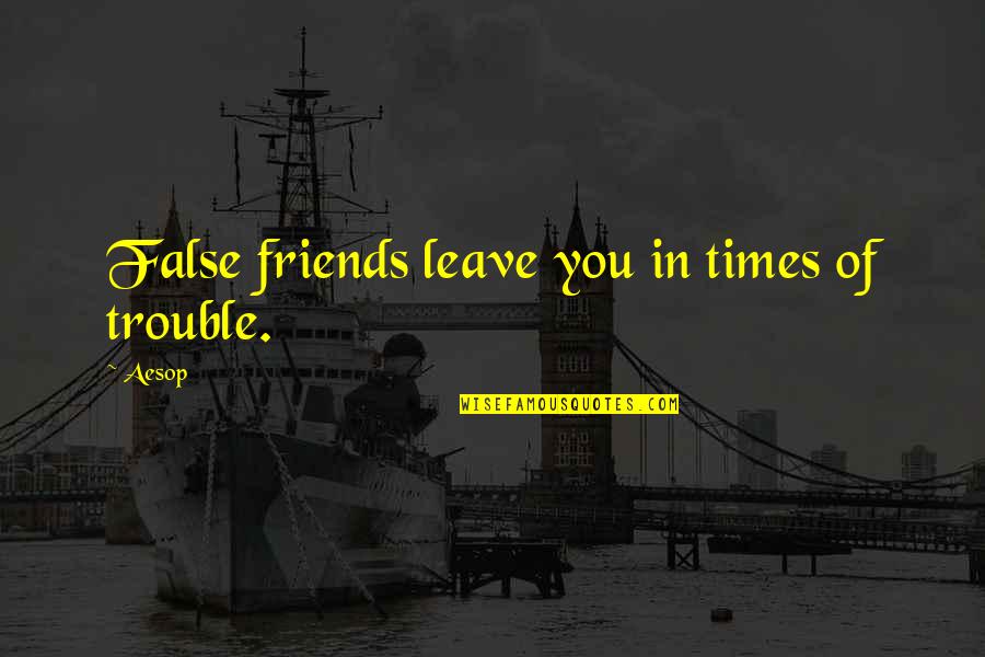 False Friends Quotes By Aesop: False friends leave you in times of trouble.
