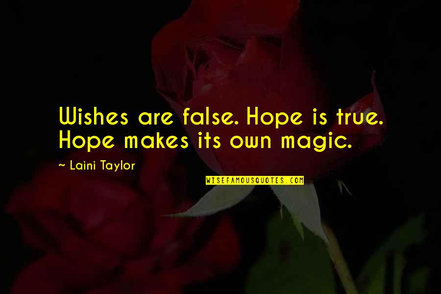 False Hope Quotes By Laini Taylor: Wishes are false. Hope is true. Hope makes