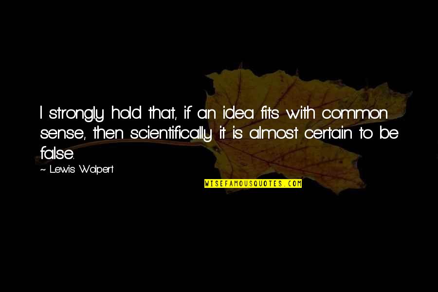 False Ideas Quotes By Lewis Wolpert: I strongly hold that, if an idea fits False Ideas Quotes By Lewis Wolpert: I strongly hold that, if an idea fits