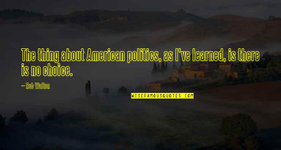 False Thoughts Quotes By Rob Walton: The thing about American politics, as I've learned,