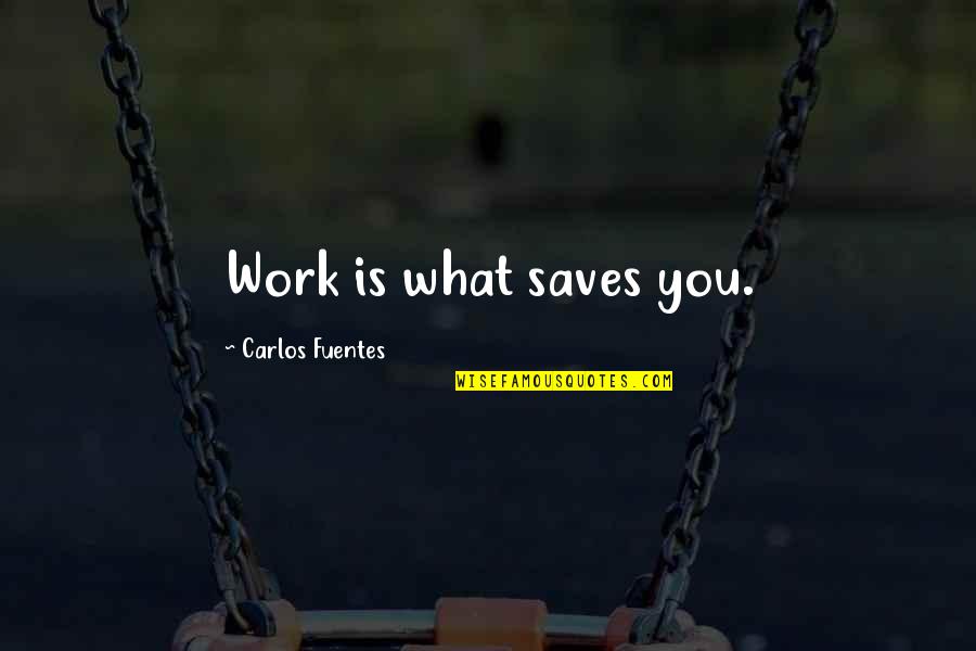 Falsifiability Quotes By Carlos Fuentes: Work is what saves you.