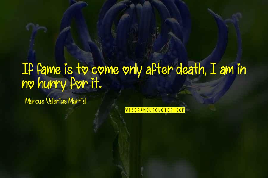 Fame After Death Quotes By Marcus Valerius Martial: If fame is to come only after death,