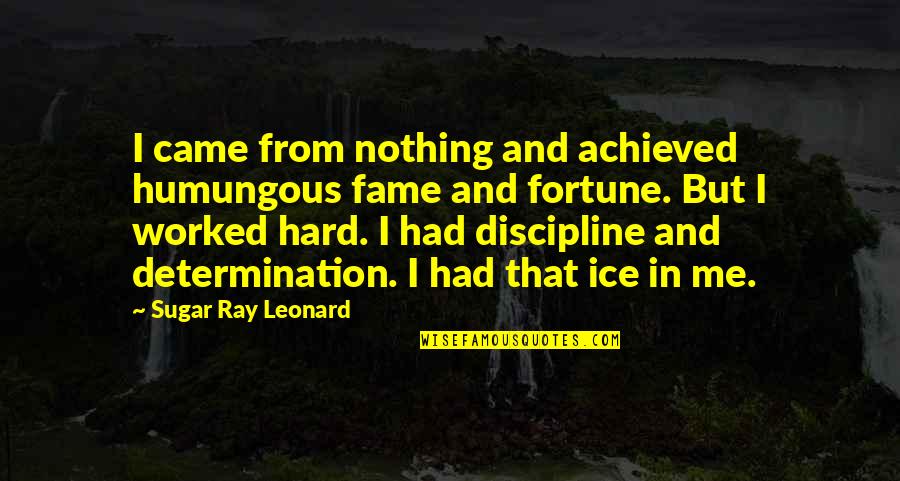 Fame And Fortune Quotes By Sugar Ray Leonard: I came from nothing and achieved humungous fame