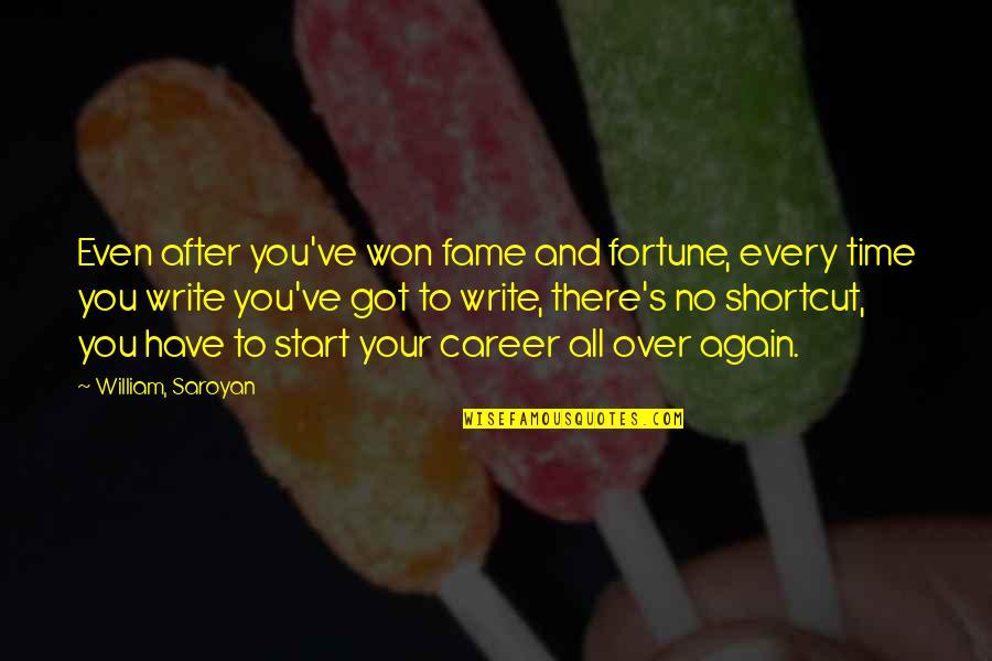 Fame And Fortune Quotes By William, Saroyan: Even after you've won fame and fortune, every