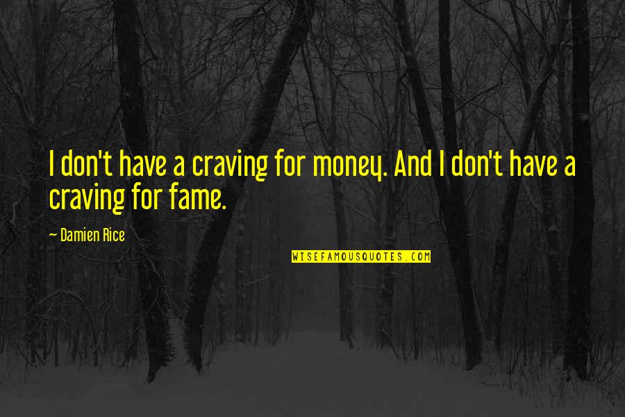Fame And Money Quotes By Damien Rice: I don't have a craving for money. And