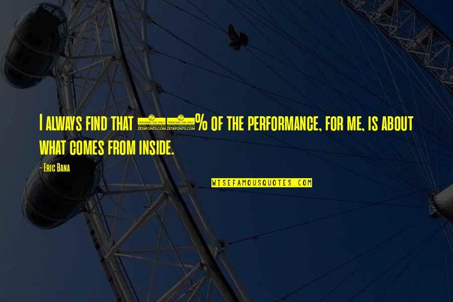Fame From Celebrities Quotes By Eric Bana: I always find that 90% of the performance,