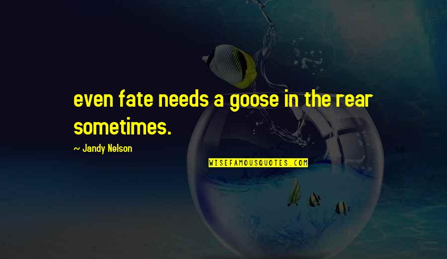 Fame Tumblr Quotes By Jandy Nelson: even fate needs a goose in the rear