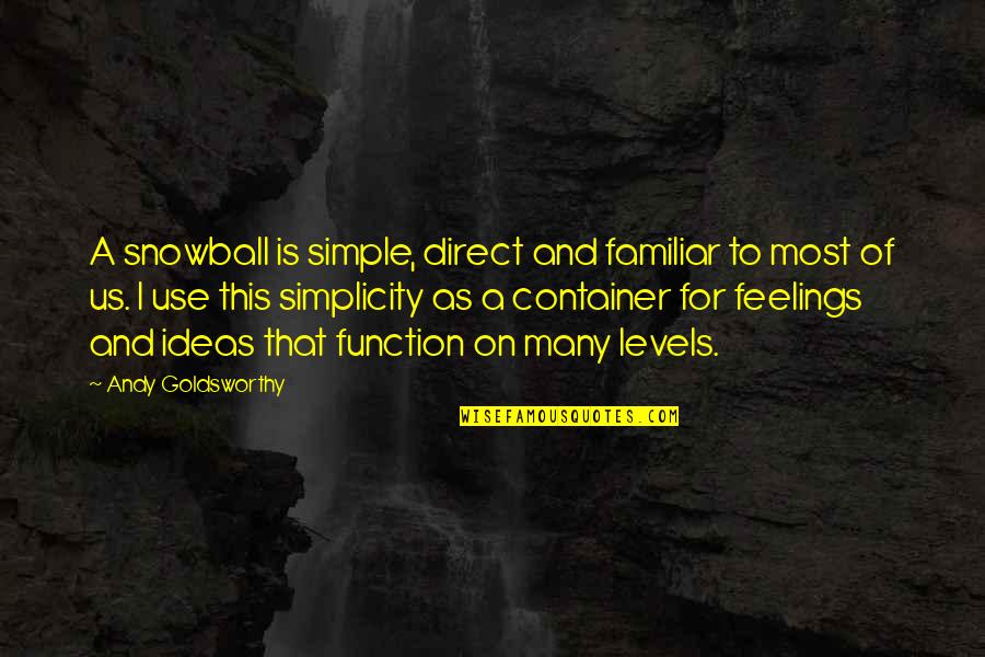 Familiar Quotes By Andy Goldsworthy: A snowball is simple, direct and familiar to Familiar Quotes By Andy Goldsworthy: A snowball is simple, direct and familiar to
