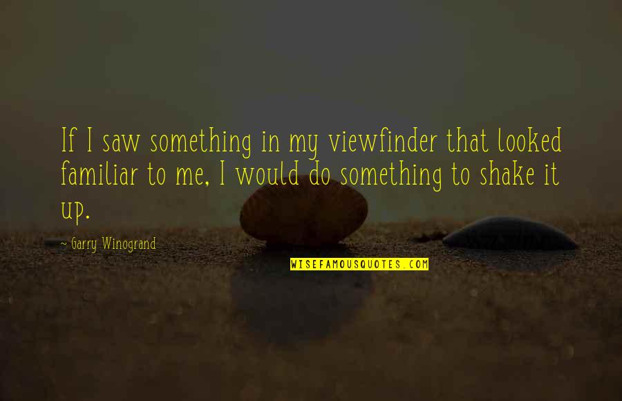 Familiar Quotes By Garry Winogrand: If I saw something in my viewfinder that