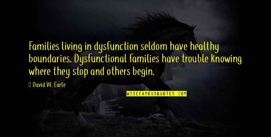 Families And Love Quotes By David W. Earle: Families living in dysfunction seldom have healthy boundaries.