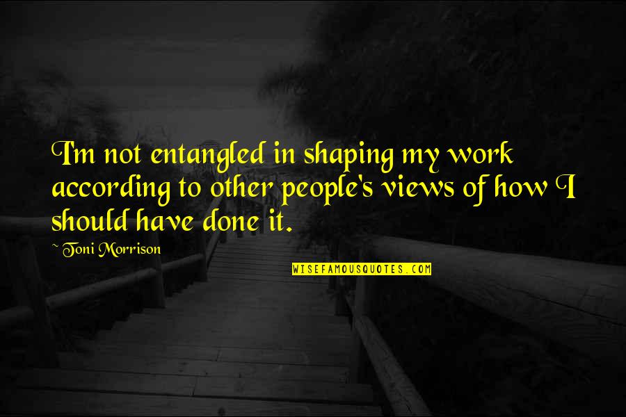 Family And Friends Memories Quotes By Toni Morrison: I'm not entangled in shaping my work according Family And Friends Memories Quotes By Toni Morrison: I'm not entangled in shaping my work according