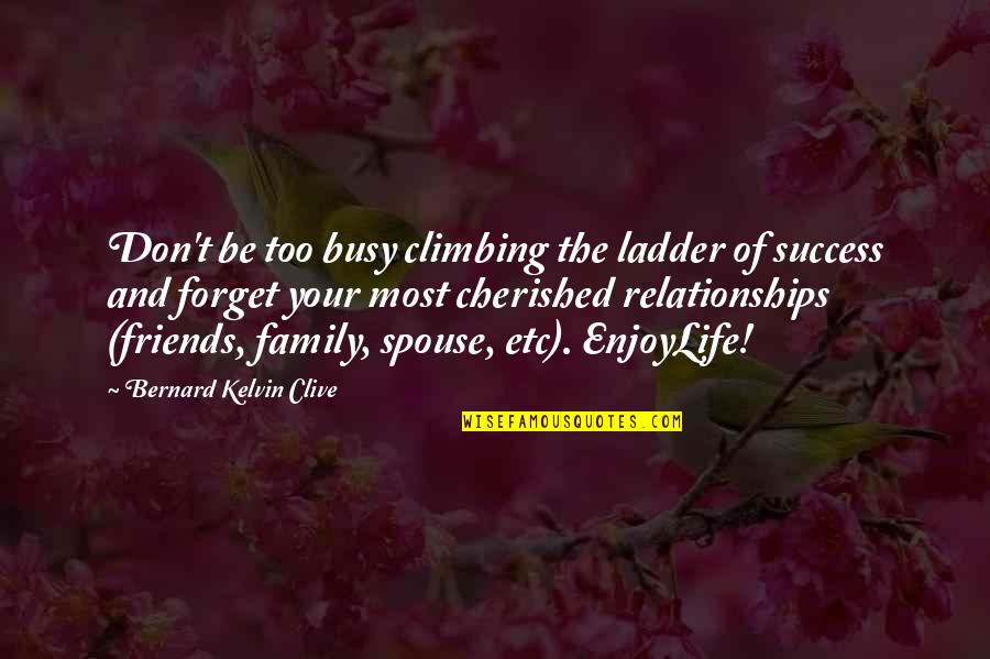 Family And Friends Quotes By Bernard Kelvin Clive: Don't be too busy climbing the ladder of