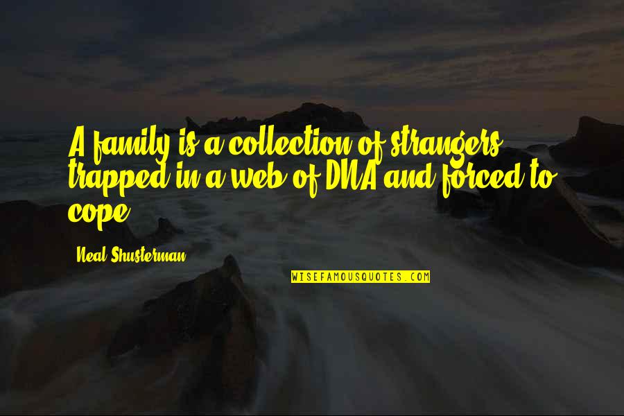 Family And Time Quotes By Neal Shusterman: A family is a collection of strangers trapped Family And Time Quotes By Neal Shusterman: A family is a collection of strangers trapped