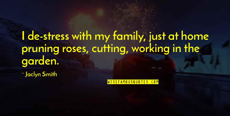 Family At Home Quotes By Jaclyn Smith: I de-stress with my family, just at home