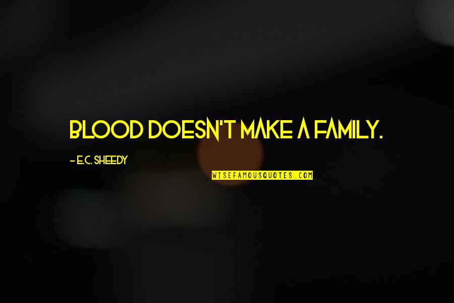 Family Blood Quotes By E.C. Sheedy: Blood doesn't make a family.