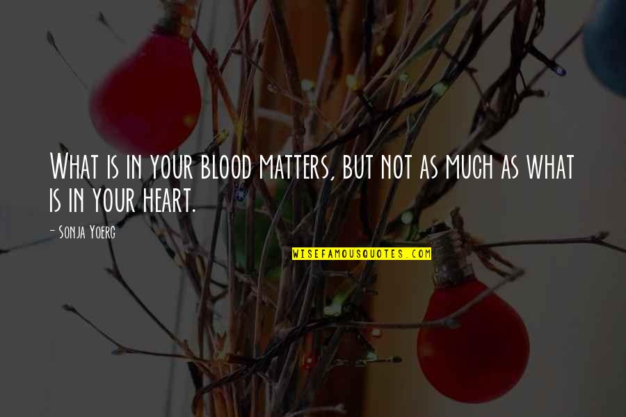 Family Blood Quotes By Sonja Yoerg: What is in your blood matters, but not