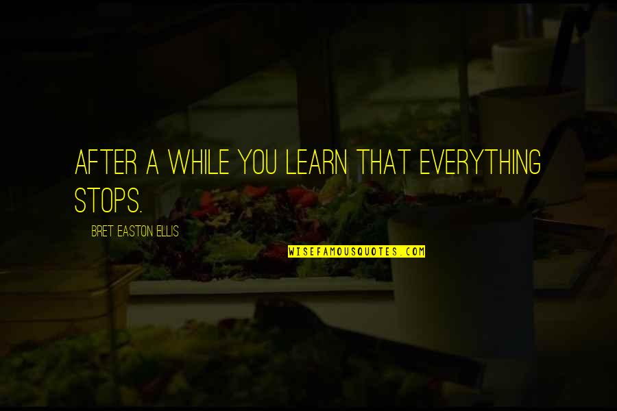 Family Comes And Goes Quotes By Bret Easton Ellis: After a while you learn that everything stops. Family Comes And Goes Quotes By Bret Easton Ellis: After a while you learn that everything stops.