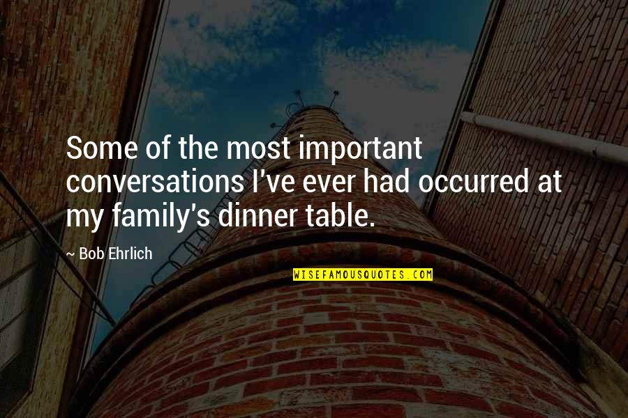 Family Dinner Out Quotes By Bob Ehrlich: Some of the most important conversations I've ever