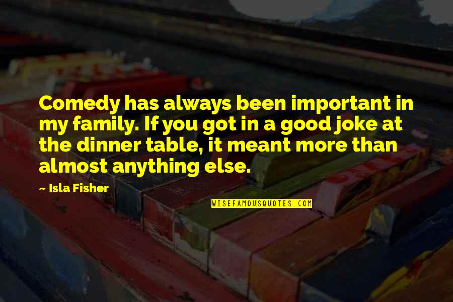 Family Dinner Out Quotes By Isla Fisher: Comedy has always been important in my family.