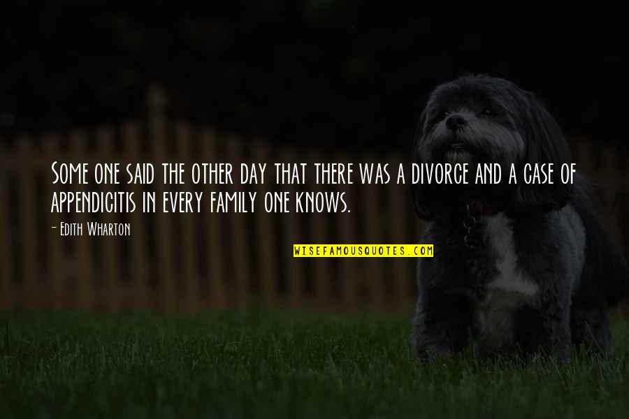 Family Divorce Quotes By Edith Wharton: Some one said the other day that there