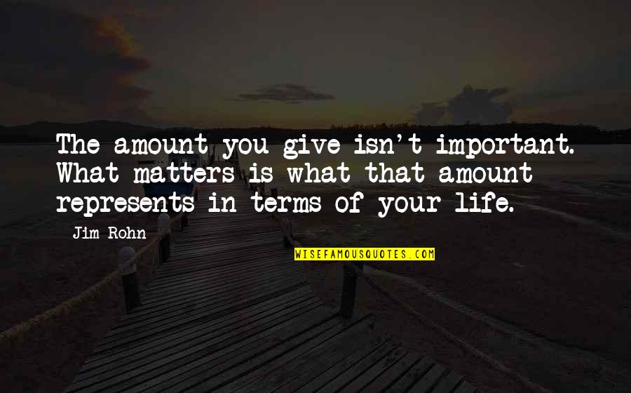 Family First Before Work Quotes By Jim Rohn: The amount you give isn't important. What matters
