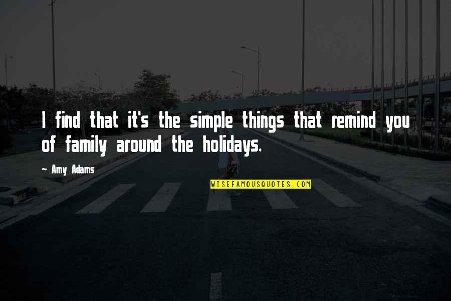 Family Holidays Quotes By Amy Adams: I find that it's the simple things that