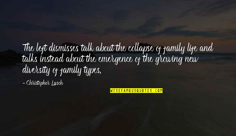 Family Is Growing Quotes By Christopher Lasch: The left dismisses talk about the collapse of