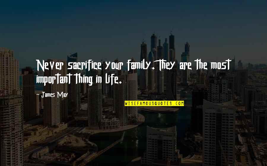 Family Is Not Important Quotes By James May: Never sacrifice your family. They are the most