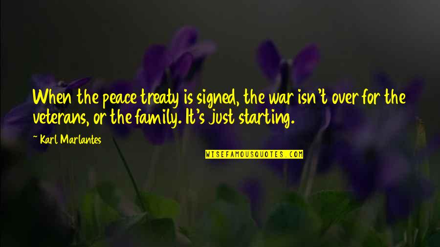 Family Isn't Quotes By Karl Marlantes: When the peace treaty is signed, the war