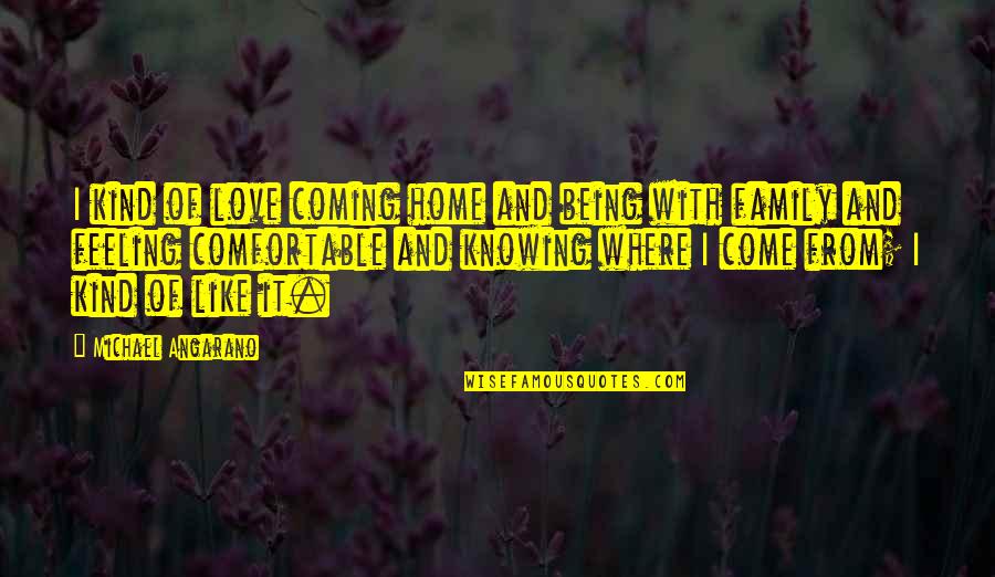 Family Love And Home Quotes By Michael Angarano: I kind of love coming home and being