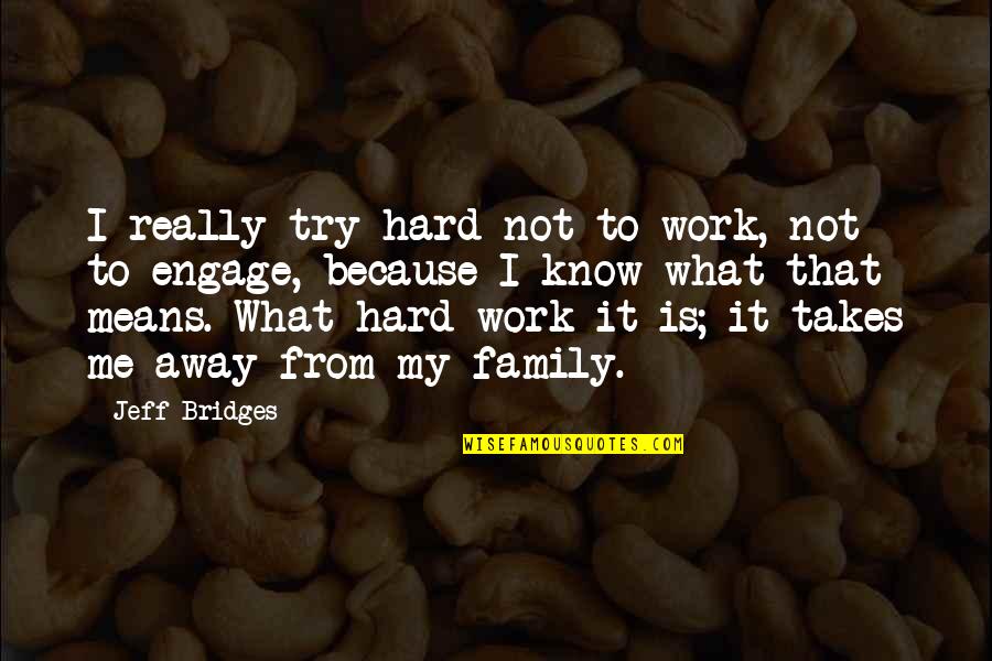 Family Means So Much To Me Quotes By Jeff Bridges: I really try hard not to work, not