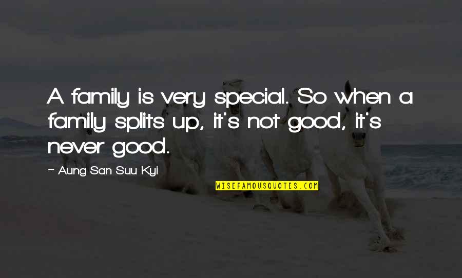 Family Not Good Quotes By Aung San Suu Kyi: A family is very special. So when a