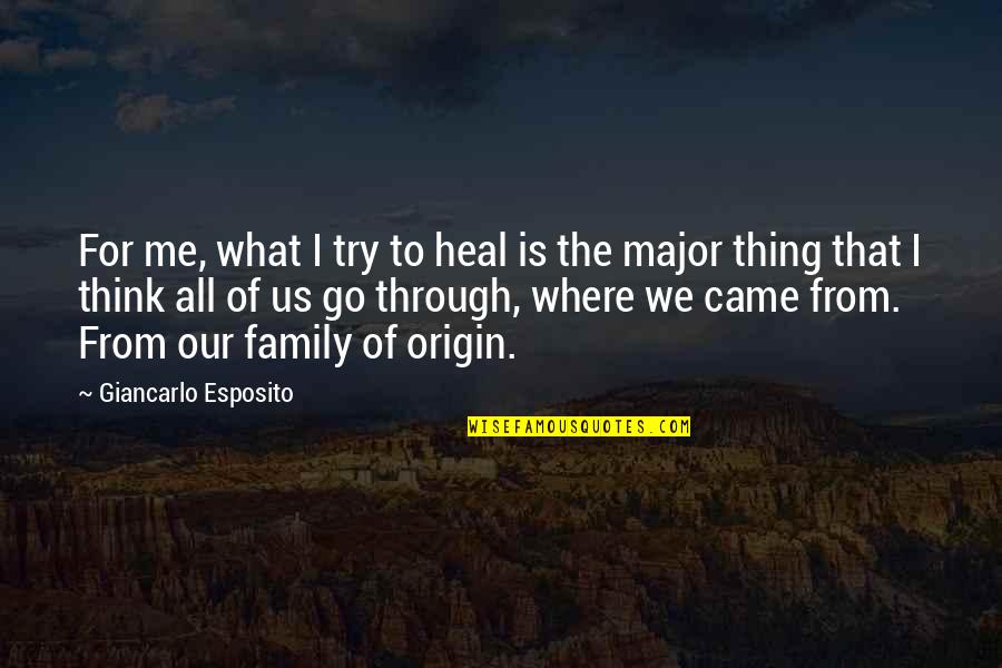 Family Of Origin Quotes By Giancarlo Esposito: For me, what I try to heal is